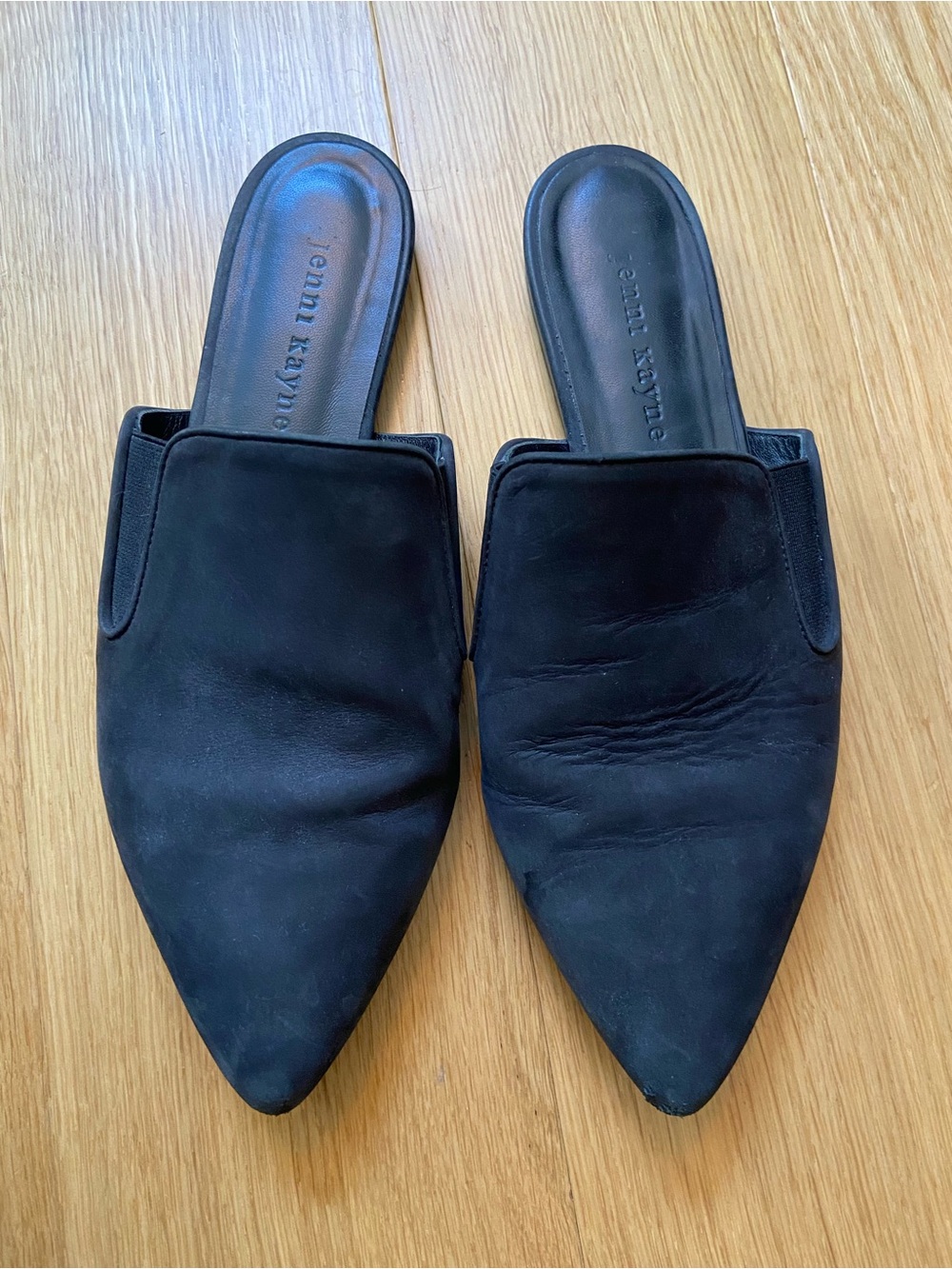 Jenni Kayne Black Pointed Mule Slides 38